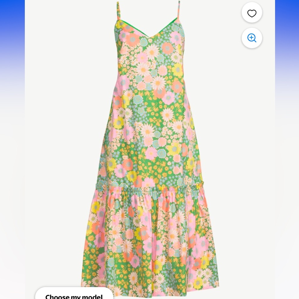 NWOT Scoop Bow-Back Floral Tank Dress, Size 22
